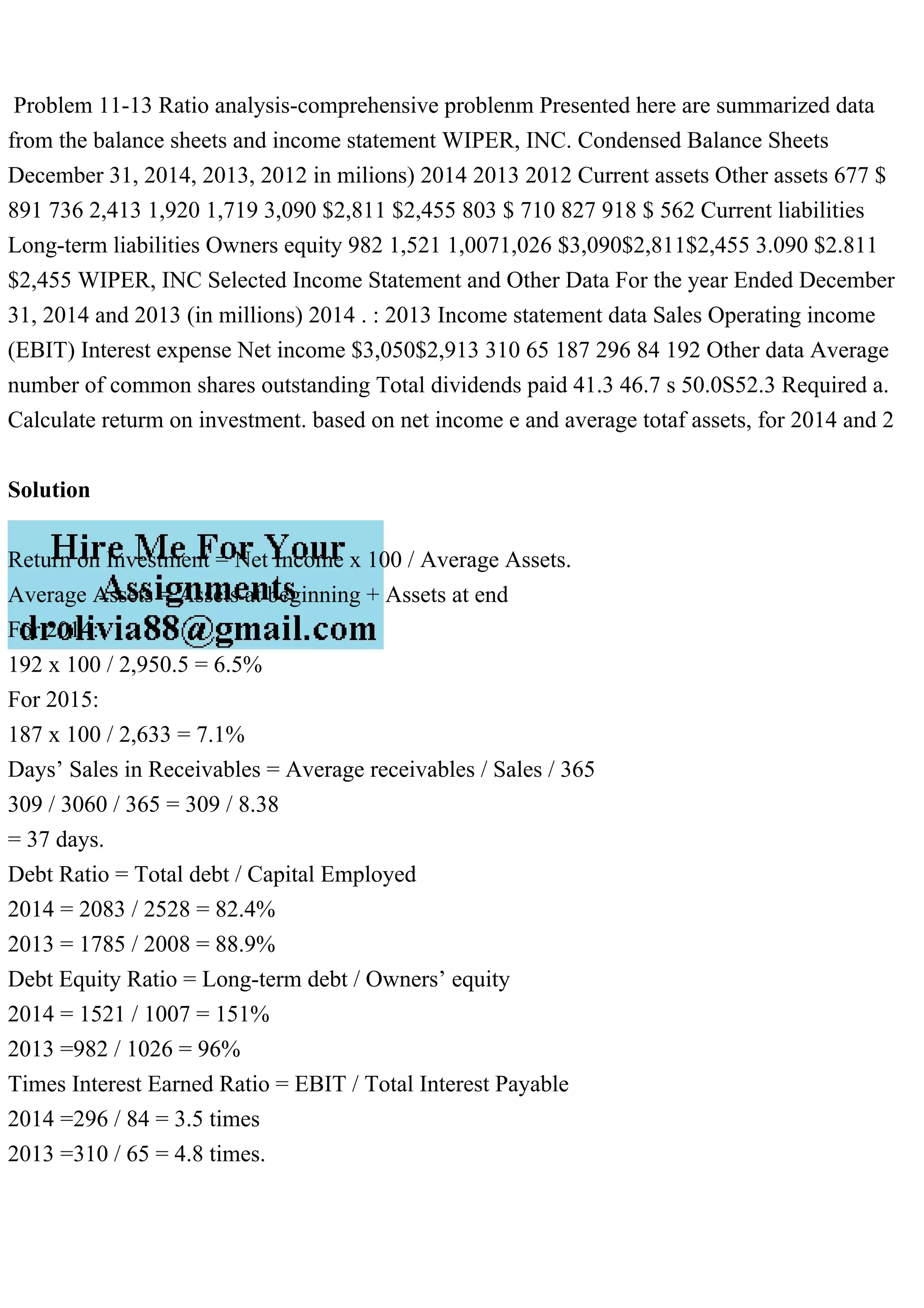 1007 Income Problem 11-13 Ratio analysis-comprehensive problenm Presented her.pdf