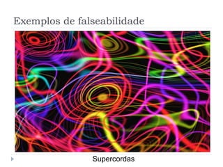 Exemplos de falseabilidade
Supercordas
 