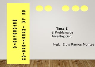 Tema I
El Problema de
Investigación.
Prof. Elbis Ramos Montes
 