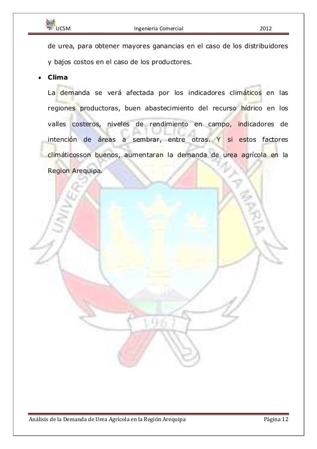 Análisis de la Demanda de la Urea en Arequipa