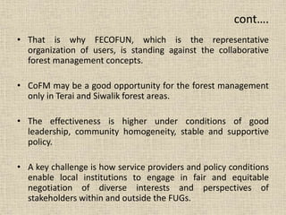 Problem and prospects on collaborative forest management in nepal | PPTX