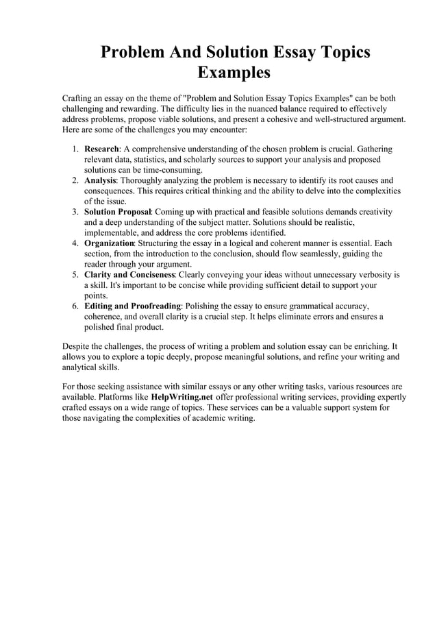 Problem And Solution Essay Topics Examples.pdf