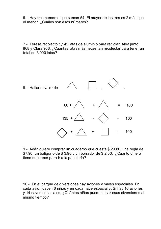 Problemario quinto grado