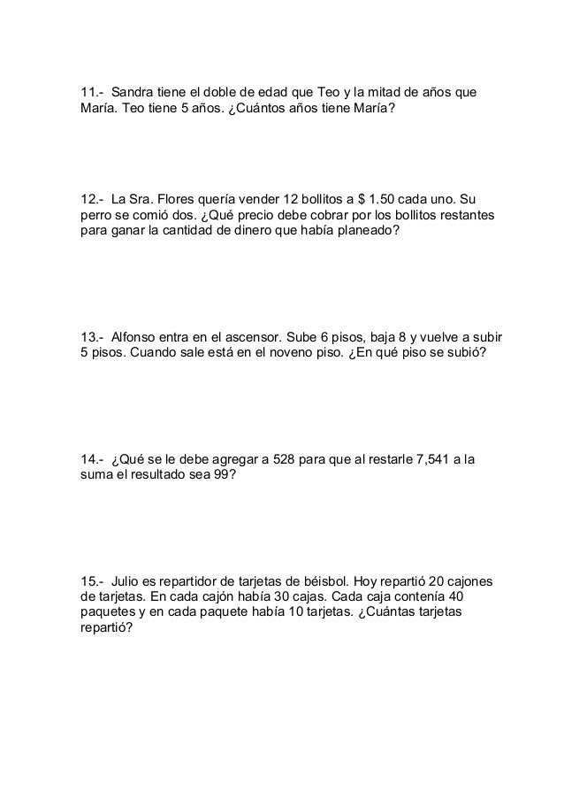 Problemario quinto grado