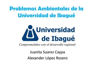 Problemas Ambientales de la
Universidad de Ibagué
Juanita Suarez Caypa
Alexander López Rosero
 