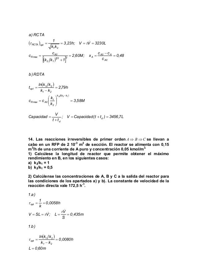Problemas Resueltos De Reactores Quimico Problemas Resueltos De Reactores Quimico