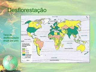 Desflorestação Taxa de desflorestação anual por país 