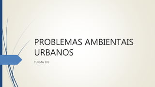 PROBLEMAS AMBIENTAIS
URBANOS
TURMA 103
 