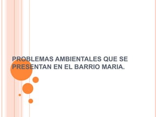 PROBLEMAS AMBIENTALES QUE SE
PRESENTAN EN EL BARRIO MARIA.
 