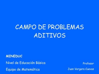 CAMPO DE PROBLEMAS ADITIVOS Profesor Juan Vergara Cuevas MINEDUC Nivel de Educación Básica Equipo de Matemática 