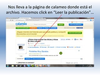 Nos lleva a la página de calameo donde está el
archivo. Hacemos click en “Leer la publicación”…

 