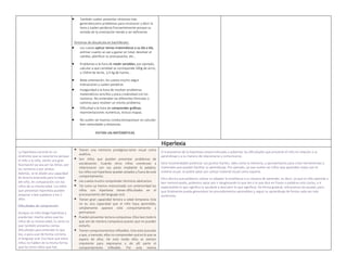  También suelen presentar síntomas más
generalescomo problemas para reconocer y decir la
hora y suelen perderse frecuentemente porque su
sentido de la orientación tiende a ser deficiente.
Síntomas de discalculia en bachillerato:
 Les cuesta aplicar temas matemáticos a su día a día,
estimar cuanto se van a gastar en total, devolver el
cambio, planificar su presupuesto, etc…
 Problemas a la hora de medir variables, por ejemplo,
calcular a qué cantidad se corresponde 500g de arroz,
o 250ml de leche, 1/3 kg de harina…
 Mala orientación, les cuesta mucho seguir
indicaciones y suelen perderse.
 Inseguridad a la hora de resolver problemas
matemáticos sencillos y poca creatividad con los
números. No entienden las diferentes fórmulas o
caminos para resolver un mismo problema.
 Dificultad a la hora de comprender gráficas,
representaciones numéricas, incluso mapas.
 No suelen ser buenos conductoresporque no calculan
bien velocidades y distancias.
EVITAN LAS MATEMÁTICAS
Hiperlexia
La hiperlexia consiste en un
síndrome que se caracteriza porque
el niño o la niña, siente una gran
fascinación ya sea por las letras, por
los números o por ambos.
Además, se le añade una capacidad
de lectura avanzada para la edad
del niño, en comparación con los
niños de su misma edad. Los niños
que presentan hiperlexia pueden
empezar a leer palabras a los 2
años.
Dificultades de comprensión
Aunque un niño tenga hiperlexia y
pueda leer mucho antes que los
niños de su misma edad, lo cierto es
que también presenta ciertas
dificultades para entender lo que
lee, o para usar de forma correcta
el lenguaje oral. Eso hace que estos
niños no hablen de la misma forma
que los otros niños que han
 Tienen una memoria prodigiosa tanto visual como
auditiva.
 Son niños que pueden presentar problemas de
socialización. Cuando otros niños comienzan a
relacionarse con sus pares mediante la palabra,
los niños con hiperlexia quedan aislados y fuera de este
comportamiento.
 Les cuesta mucho comprender términos abstractos.
 Tal como ya hemos mencionado con anterioridad los
niños con hiperlexia tienen dificultades en el
procesamiento del lenguaje oral.
 Tienen gran capacidad lectora a edad temprana. Esta
no es una capacidad que el niño haya aprendido,
simplemente aparece este comportamiento y
permanece.
 Pueden presentar lectura compulsiva. Ellos leen todo lo
que ven de manera compulsiva puesto que no pueden
evitarlo.
 Tienen comportamientos inflexibles. Esto está asociado
a que, a menudo, ellos no comprenden qué es lo que se
espera de ellos. De este modo ellos se sienten
impotente para expresarse y de allí parte el
comportamiento inflexible. Por esta misma
El tratamiento de la hiperlexia estará enfocado a solventar las dificultades que presente el niño en relación a su
aprendizaje y a su manera de relacionarse y comunicarse.
Será recomendable potenciar sus puntos fuertes, tales como la memoria, y aprovecharlos para crear herramientas y
materiales que puedan facilitar su aprendizaje. Por ejemplo, ya que suelen ser niños que aprenden mejor por el
sistema visual, se podrá optar por utilizar material visual como soporte.
Otra técnica que podemos utilizar es adaptar la enseñanza a su manera de aprender, es decir, ya que el niño aprende a
leer memorizando, podemos optar por ir desglosando lo que lee o lo que dice en frases o palabras más cortas, e ir
explicándole lo que significa (o ayudarle a descubrir lo que significa). De forma gradual, retiraremos las ayudas, para
que finalmente pueda generalizar los procedimientos aprendidos y seguir su aprendizaje de forma cada vez más
autónoma.
 