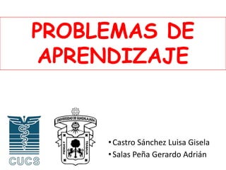 •Castro Sánchez Luisa Gisela
•Salas Peña Gerardo Adrián
PROBLEMAS DE
APRENDIZAJE
 