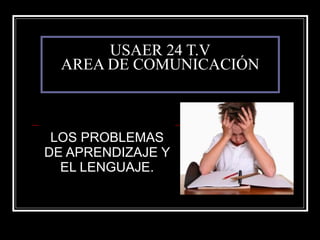 USAER 24 T.V AREA DE COMUNICACIÓN LOS PROBLEMAS DE APRENDIZAJE Y EL LENGUAJE. 