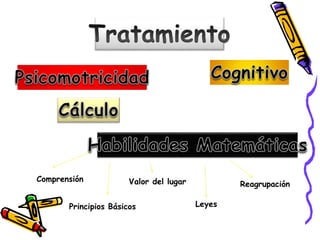Comprensión
Principios Básicos
Valor del lugar
Leyes
Reagrupación
 