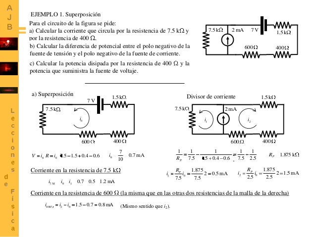 EJEMPLO 1. Superposición
Para el circuito de la figura se pide:
a) Calcular la corriente que circula por la resistencia de...