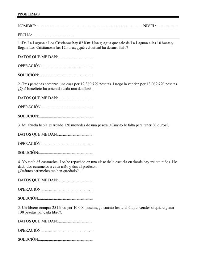 Problemas de dos operaciones