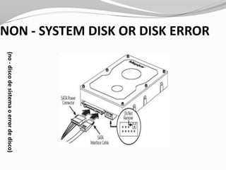 NON - SYSTEM DISK OR DISK ERROR(no - disco de sistema o error de disco)