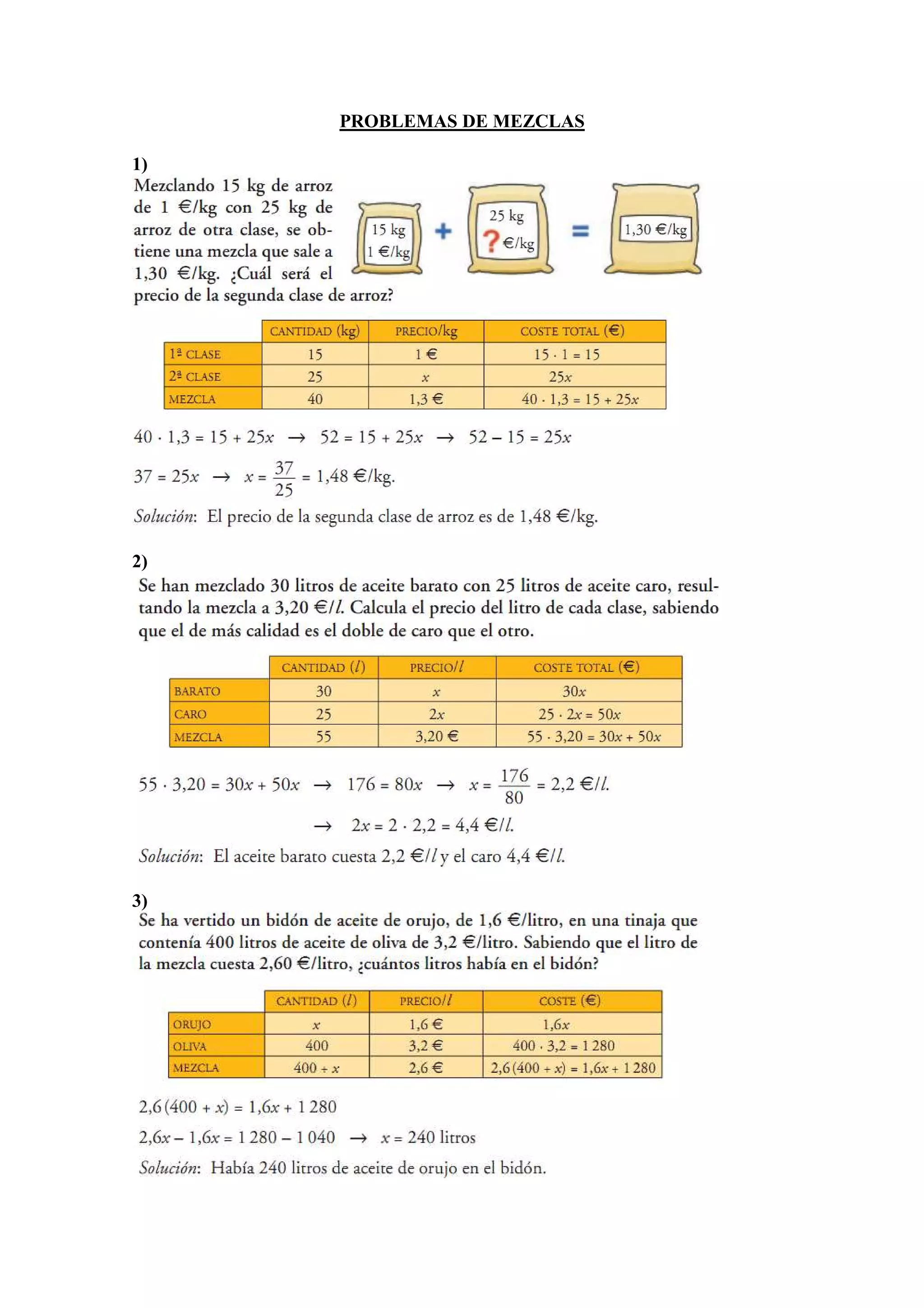 Problemas de mezclas | PDF