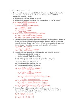 Problemas de Gases y Estequiometría con Cálculos Detallados | PDF