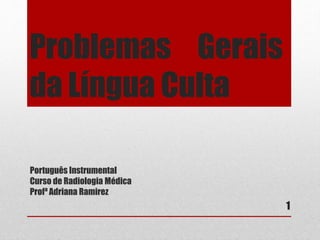 Problemas Gerais 
da Língua Culta 
1 
Português Instrumental 
Profª Adriana Ramirez 
 