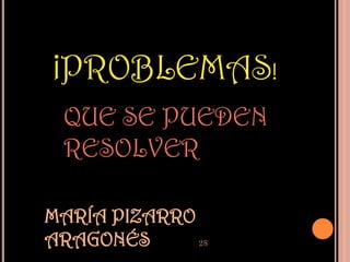 ¡PROBLEMAS!
 QUE SE PUEDEN
 RESOLVER

MARÍA PIZARRO
ARAGONÉS      28
 