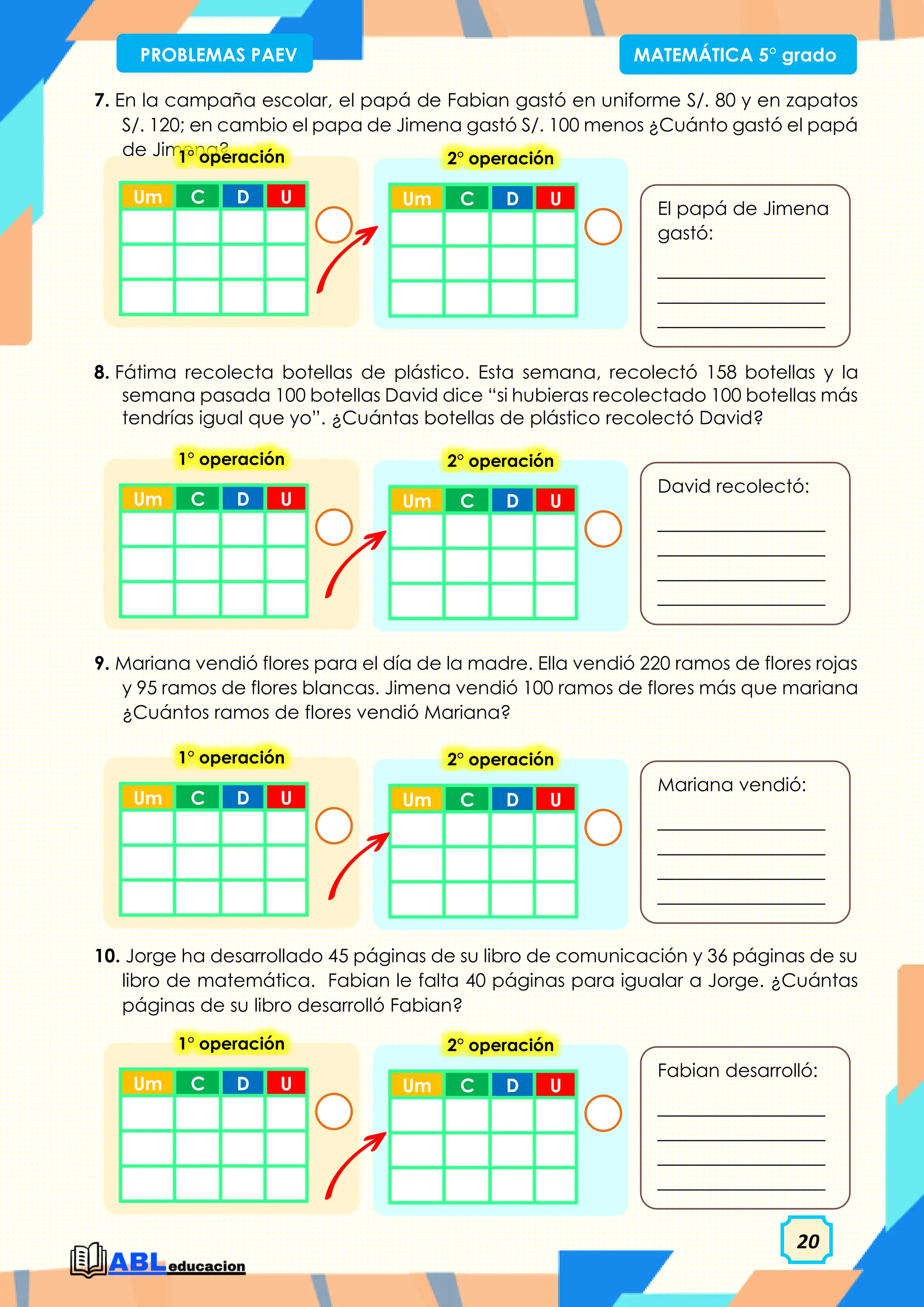 PROBLEMAS PAEV 5 GRADO PARA EDUCACIÓN PRIMARIA | PDF