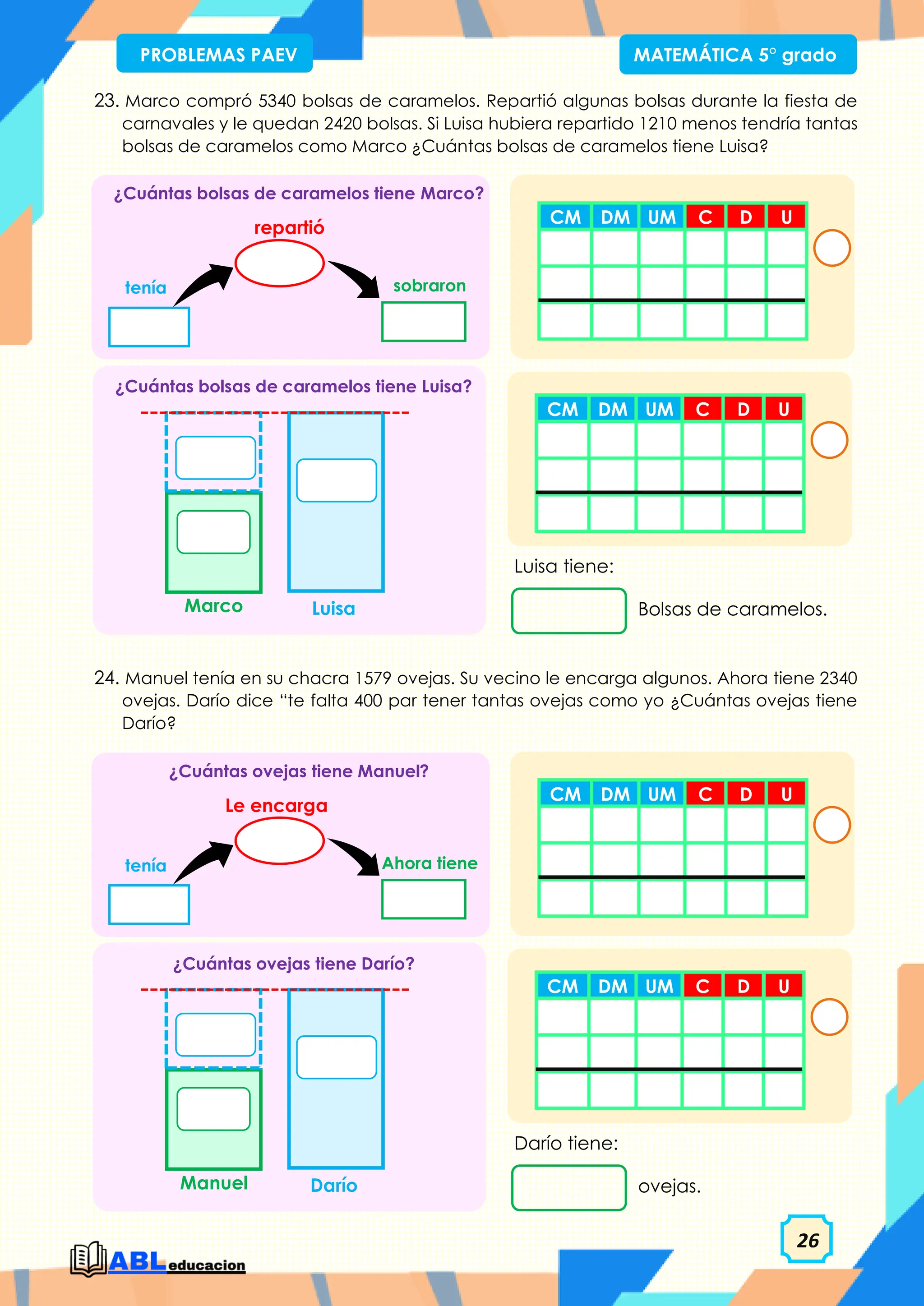 PROBLEMAS PAEV 5 GRADO PARA EDUCACIÓN PRIMARIA | PDF