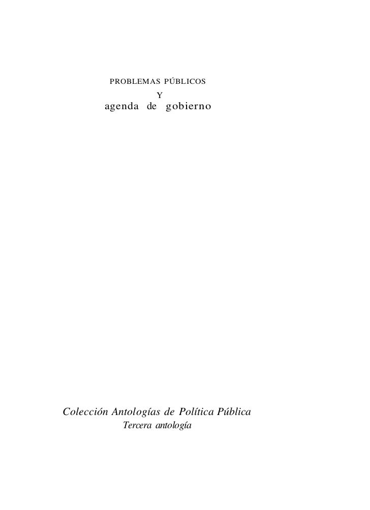 Problemas Publicos Y Agenda De Gobierno - 