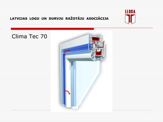 LATVIJAS LOGU UN DURVJU RAŽOTĀJU ASOCIĀCIJA
Clima Tec 70
LATVIJAS LOGU UN DURVJU RAŽOTĀJU ASOCIĀCIJA
 