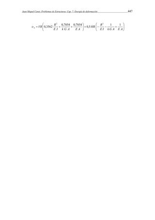 Juan Miquel Canet. Problemas de Estructuras. Cap. 7: Energía de deformación 447 
 
  
 
2 2 
HR R 
0,3562 0,7854 0,7854 0,5 1 1 
      
  
 
 
VR R A 
  
   
E I k G A E A 
E I k G A E A 
 
 