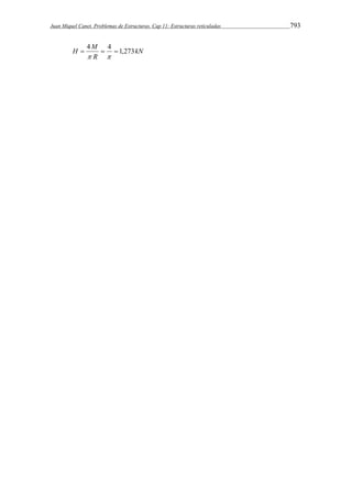 Juan Miquel Canet. Problemas de Estructuras. Cap 11: Estructuras reticuladas 793 
kN 
H  4M  4  1,273 
R 
  
 