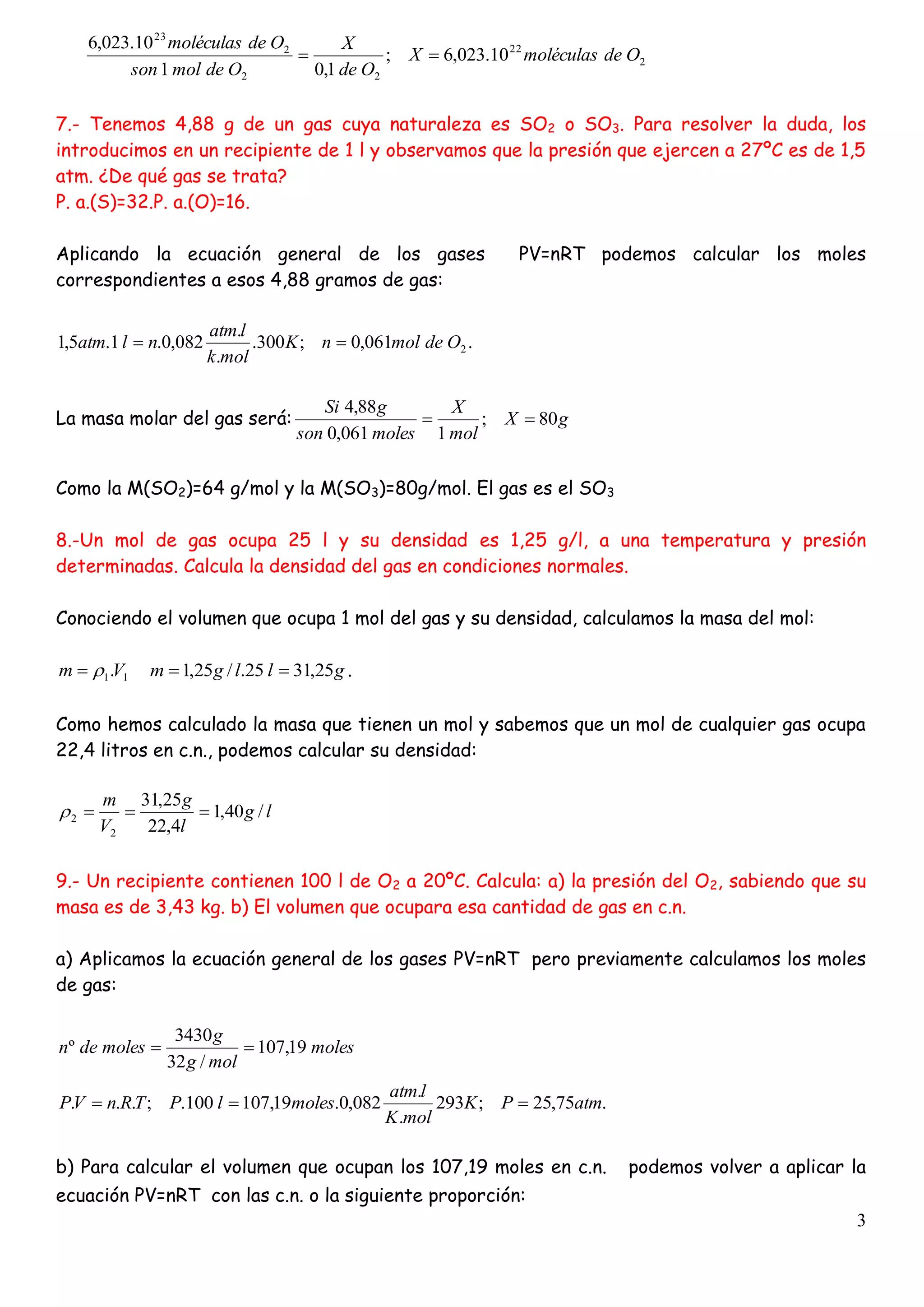 Problemas resueltos de gases ideales | PDF