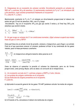 Problemas resueltos de gases ideales | PDF