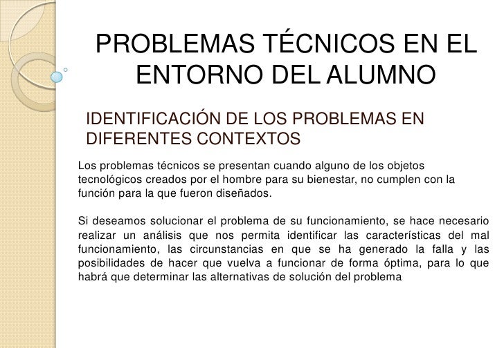 Problemas técnicos en el entorno del alumno