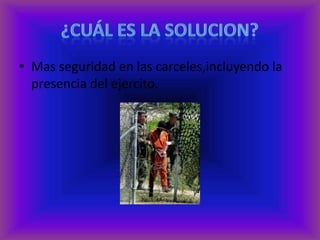 ¿Cuál es la solucion?Mas seguridad en las carceles,incluyendo la presencia del ejercito.