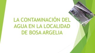 LA CONTAMINACIÓN DEL 
AGUA EN LA LOCALIDAD 
DE BOSA ARGELIA 
 