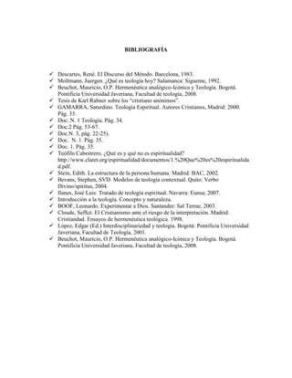 Problematica de teología y espiritulidad final