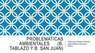 PROBLEMATICAS
AMBIENTALES (B.
TABLAZO Y B. SAN JUAN)
Valentina Arango Holguín
Ingrid Meliza Penagos
Marín
 