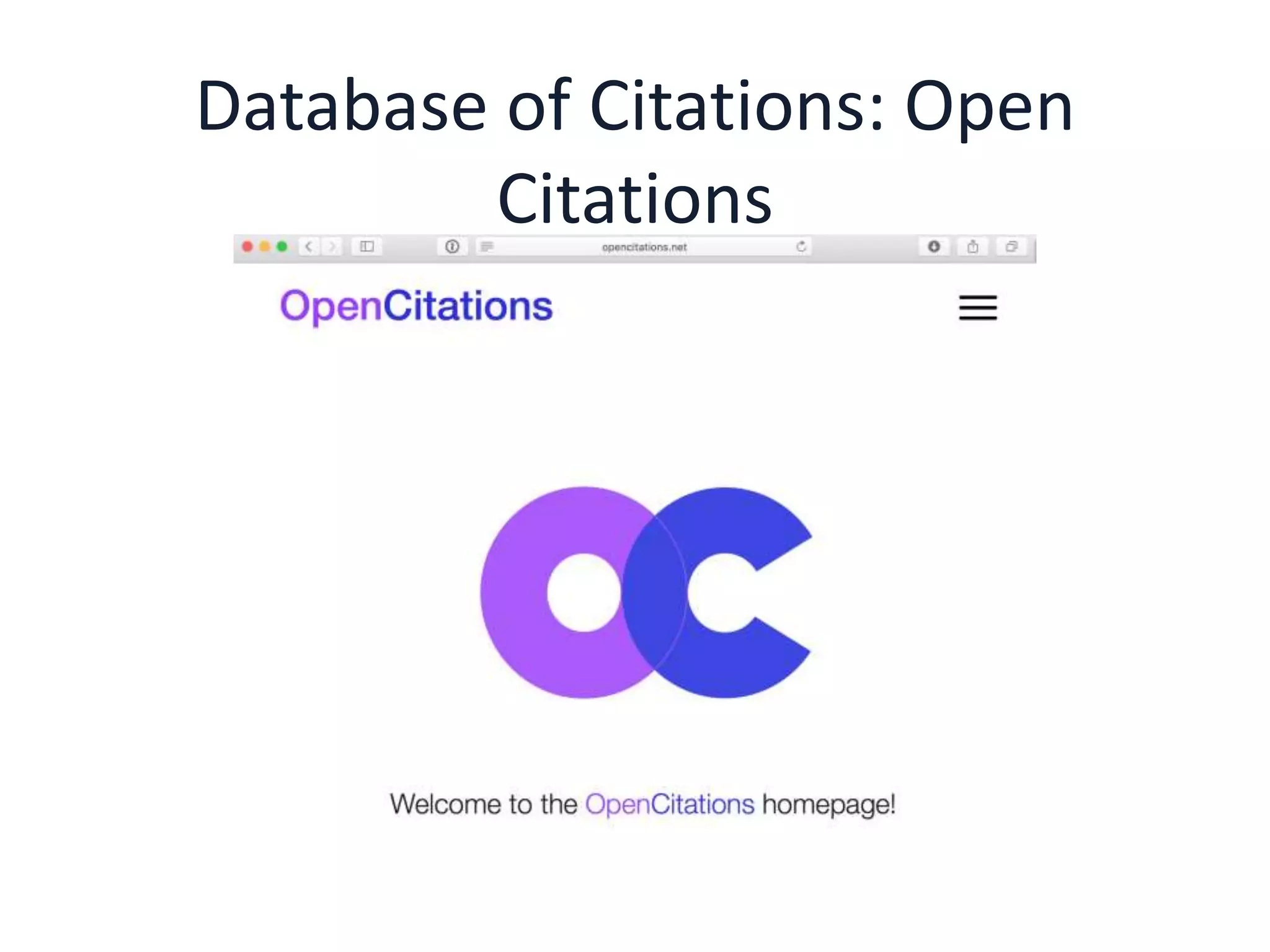 Database of Citations: Open
Citations
 
