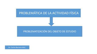 PROBLEMATIZACIÓN DEL OBJETO DE ESTUDIO
PROBLEMÁTICA DE LA ACTIVIDAD FÍSICA
Dr. Carlos Barreno MsC.
 