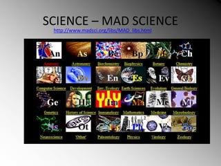 SCIENCE – MAD SCIENCE
http://www.madsci.org/libs/MAD_libs.html
 