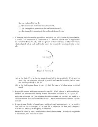Ê ¸ Ø Ö Ù× Ó Ø ÖØ ¸
¸ Ø Ð Ö Ø ÓÒ Ø Ø ×ÙÖ Ó Ø ÖØ ¸
È ¸ Ø ØÑÓ×Ô Ö ÔÖ ××ÙÖ Ø Ø ×ÙÖ Ó Ø ÖØ ¸
¸ Ø ØÑÓ×Ô Ö Ò× ØÝ Ø Ø ×ÙÖ Ó Ø ÖØ ¸ Ò
¯º
º Æ ÒØ Ð ÐÐ× Ð ÕÙ ÐÐÝ ×Ô Ò × Ñ Ö Ð ¸ ÓÒ Ö Ø ÓÒÐ ×× ÓÖ ÞÓÒØ Ð Ø Ð ¸
× × ÓÛÒº Ì ØÓØ Ð Ñ ×× Ó Ø × ÐÐ× × Åº ÒÓØ Ö ÐÐ Ó Ñ ×× Ñ ÔÔÖÓ ×
Ø × Ñ Ö Ð ÖÓÑ Ø Ð Ø¸ Û Ø Ø ÔÖÓÔ Ö Ò Ø Ð ÓÒ Ø ÓÒ× ×Ó Ø Ø Ø ÓÙÒ ×
´ Ð ×Ø ÐÐÝµ Ó« ÐÐ Æ ÐÐ× Ò ¬Ò ÐÐÝ Ð Ú × Ø × Ñ Ö Ð ¸ Ò Ö ØÐÝ ØÓ Ø
Ð Øº
m
total mass M
ÙÖ ¾ ÈÖÓ Ð Ñ
´ µ ÁÒ Ø Ð Ñ Ø Æ ½ ´×Ó Ø Ñ ×× Ó ÐÐ Ò Ø × Ñ Ö Ð ¸ Å Æ¸ Ó × ØÓ
Þ ÖÓµ¸ ¬Ò Ø Ñ Ò ÑÙÑ Ú ÐÙ Ó Å Ñ Û ÐÐÓÛ× Ø Ò ÓÑ Ò ÐÐ ØÓ ÓÑ
ÓÙØ Ò Ö ØÐÝ ØÓ Ø Ð Øº
´ µ ÁÒ Ø Ð Ñ Ø Ò × ÓÙÒ Ò Ô ÖØ ´ µ¸ ¬Ò Ø Ö Ø Ó Ó Ñ³× ¬Ò Ð ×Ô ØÓ Ò Ø Ð
×Ô º
º ØÙÖÒØ Ð ÖÓØ Ø × Û Ø ÓÒ×Ø ÒØ Ò ÙÐ Ö ×Ô ªº ÐÐ ÖÓÐÐ× ÓÒ Ø¸ Û Ø ÓÙØ ×Ð ÔÔ Ò º
Ì ÐÐ × ÙÒ ÓÖÑ Ñ ×× Ò× ØÝ¸ ×Ó Ø Ø Ø× ÑÓÑ ÒØ Ó Ò ÖØ × Á ´¾ µÅÊ¾
º
Ë ÓÛ Ø Ø Û Ø Ú Ö Ø ´ÒÓÒ¹×Ð ÔÔ Ò µ Ò Ø Ð ÓÒ Ø ÓÒ× Ö ¸ Ø ÐÐ Û ÐÐ ÑÓÚ Ò
Ö Ð ´ × Ú Û ÖÓÑ Ø Ò ÖØ Ð Ð Ö Ñ µº Ï Ø × Ø Ö ÕÙ Ò Ý Ó Ø × Ö ÙÐ Ö
ÑÓØ ÓÒ
º ÖÓÔ Ó Ñ ×× Ò× ØÝ Ò × ÖÓÑ ×ÔÖ Ò Û Ø ×ÔÖ Ò ¹ ÓÒ×Ø ÒØ º ÁÒ Ø ÕÙ Ð ¹
Ö ÙÑ ÔÓ× Ø ÓÒ¸ Ø ÓØØÓÑ Ô ÖØ Ó Ø ÖÓÔ Ð × Ò Ô ÓÒ Ø ­ÓÓÖ¸ Ò Ð Ò Ø Ä
× Ò Ø Öº Ì ØÓÔ Ó Ø ×ÔÖ Ò × Ð ¬Ü º
Ì ÖÓÔ × Ö × Ý Ú ÖÝ ×Ñ ÐÐ ×Ø Ò Ò Ø Ò Ö Ð × º Ï Ø × Ø ÑÔÐ ØÙ
Ó Ó× ÐÐ Ø ÓÒ×¸ × ÙÒ Ø ÓÒ Ó Ø Ñ
 