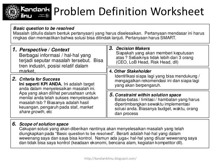 Problem Definition Worksheet By Yangki Imade Suara