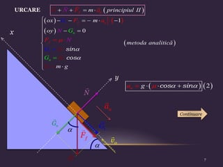 u
a
N
G
n
G
t
G


f
F
0
v
URCARE
x
y
 
   
f u
m principi
F a
N ul
G II
   
 
 
1
0
sin
cos



      

  






 


 



 
f u
n
f
n
t
t
G
G
ox m
oy
metoda
G
G
F a
an
G
a
N
N
litică
m
G
g
G
F
   
2
cos sin

 
 
 
u
a g
Continuare
7
 