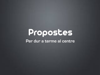 Propostes
Per dur a terme al centre
 