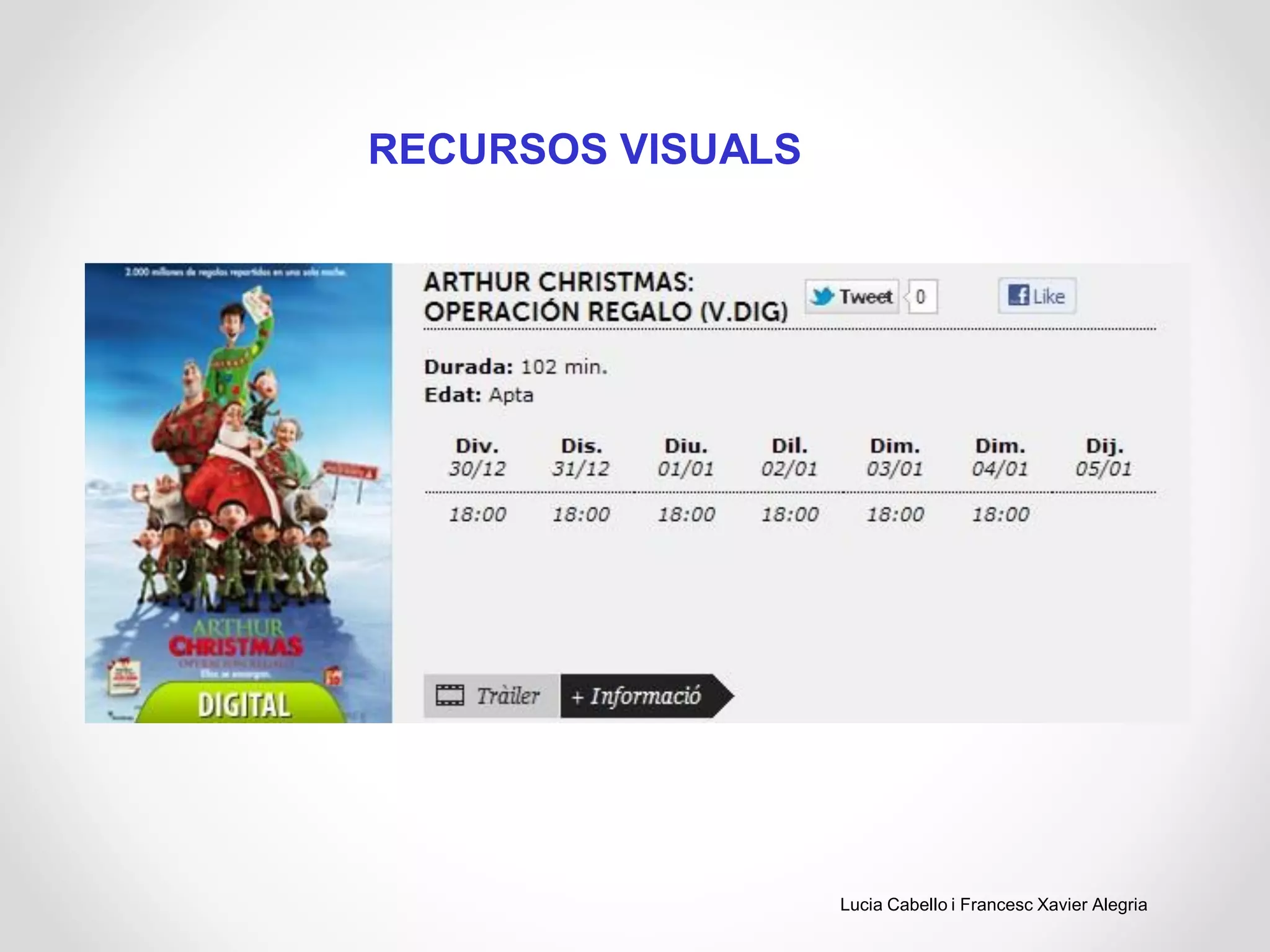 RECURSOS VISUALS
Lucia Cabello i Francesc Xavier Alegria
 