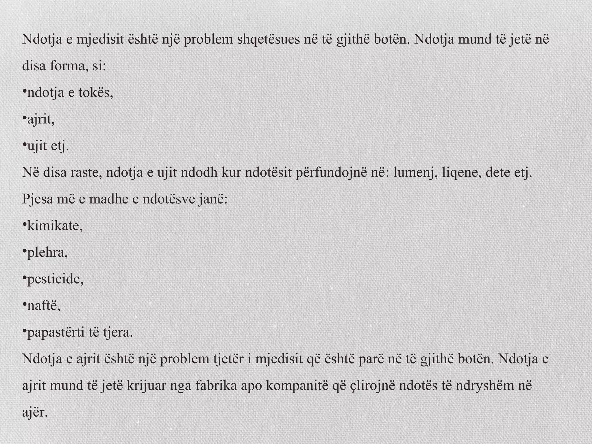 Problemet mjedisore | PPT