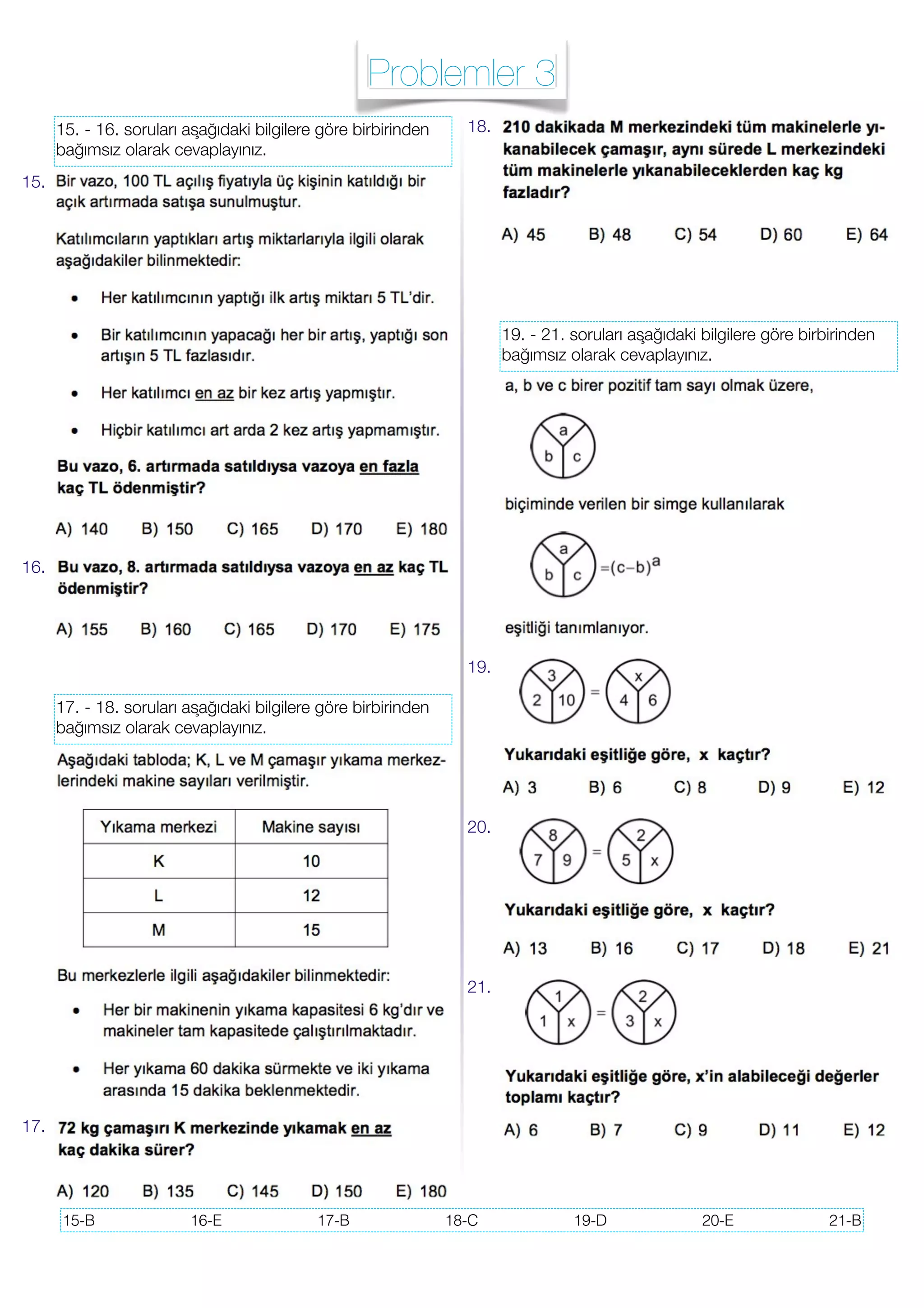 KPSS MATEMATİK PROBLEMLER KARIŞIK TESTLER | PDF