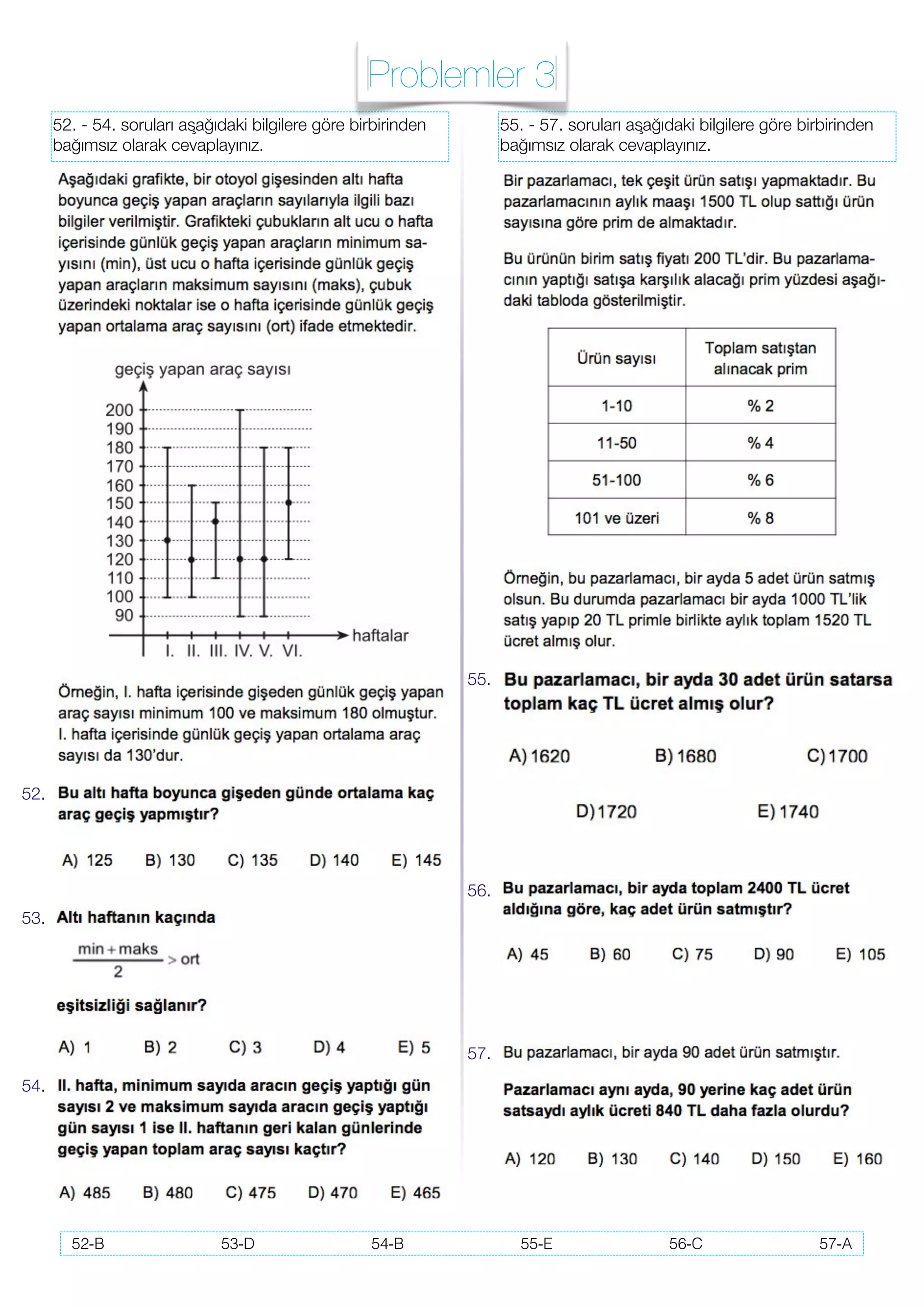 KPSS MATEMATİK PROBLEMLER KARIŞIK TESTLER | PDF